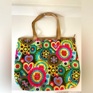 LeSportsac geometric floral and heart nylon tote